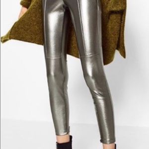Zara trafaluc collection metallic silver leggings